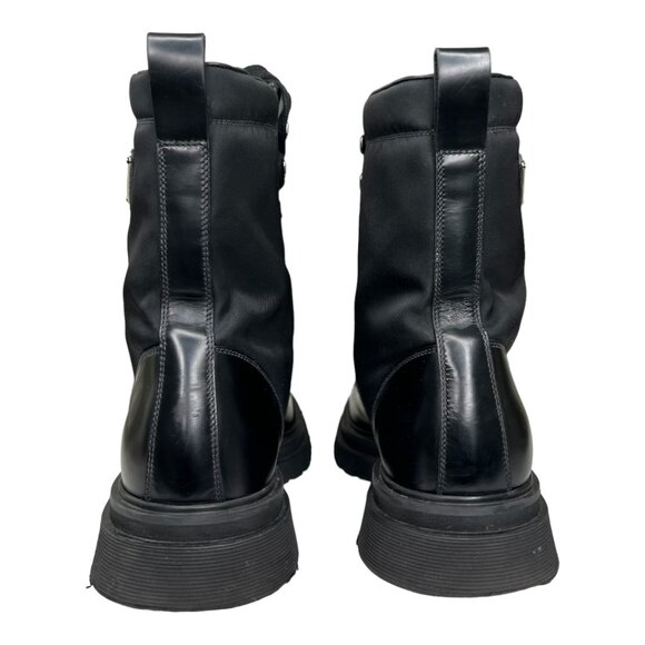 Prada Brushed Rois Leather and Nylon Lug Sole Combat Boots main image 5